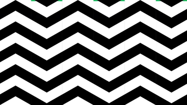 White and black vertical chevron arrow pattern transition animation moving from top and bottom on green screen. 4K animated chevron arrow pattern for transitions, motion graphics, and video editing.