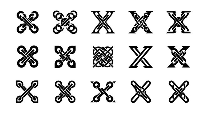 Collection of various decorative X marks.