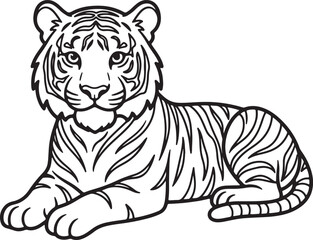 Obraz premium Tiger lying down, looking ahead, nobody, illustration