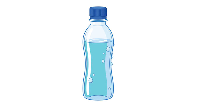 plastic water bottle with condensation cartoon illustration