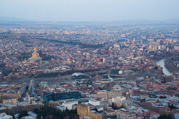Obraz premium Tbilisi, Georgia. Aerial view of the city center of Tbilisi, Georgia