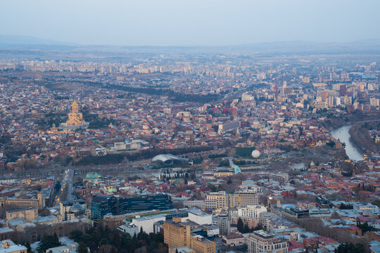 Tbilisi, Georgia. Aerial view of the city center of Tbilisi, Georgia