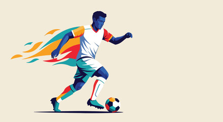 Fototapeta premium Dynamic Soccer Player in Action with Vibrant Abstract Trail.