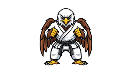 Fototapeta premium Eagle in Karate Gi with Black Belt.