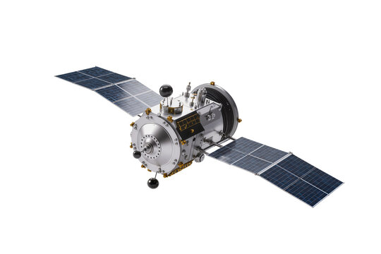 Isolated advanced orbital satellite with unfolded solar panels for space communication and exploration