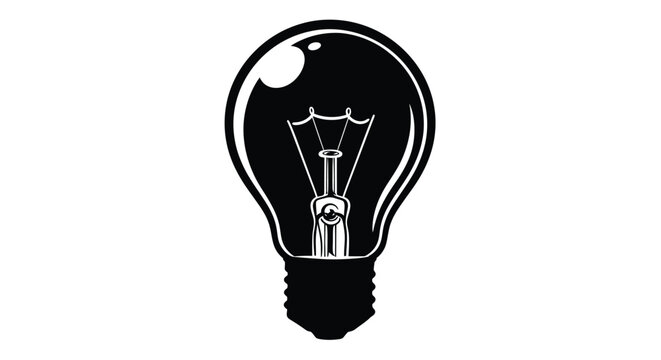 Vintage edison bulb illustration black and white vector graphic