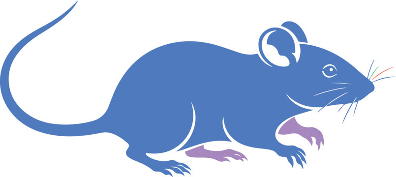 Flat stylized vector illustration of domestic mouse creature standing on transparent background suitable for nature themed digital design projects.