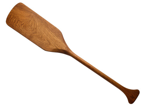 Isolated traditional wooden canoe paddle with beautiful grain, ready for water sports adventure