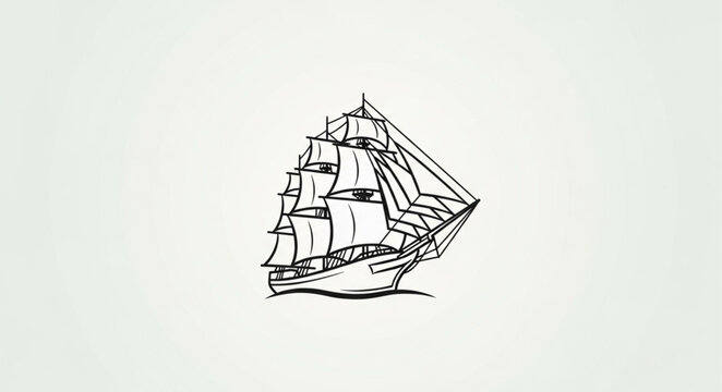 Vintage sailing ship illustration on a simple background.