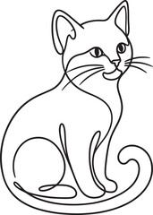 line drawing of a sitting cat © Sumon90cs