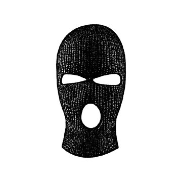 Black balaclava mask graphic with face covering ski mask balaclava headwear protection disguise anonymous criminal identity illustration minimalist clothing