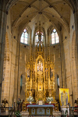 Naklejka premium Church of Santa Maria de la Asuncion y del Manzano, Historic Gothic Church in Hondarribia, Basque Country, Spain