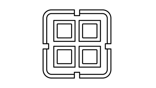 Abstract Geometric Pattern of Four Squares Inside a Rounded Square Frame