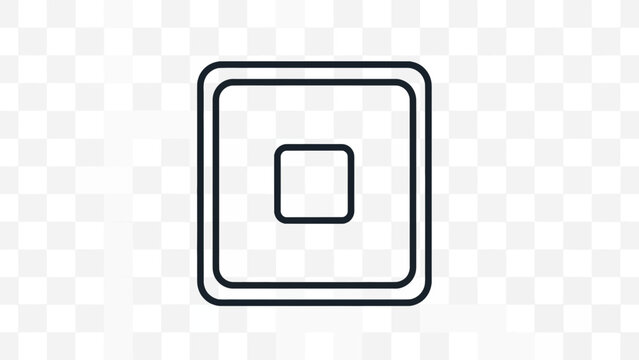 Minimalist square button icon, simple geometric shape, outline design, graphic element