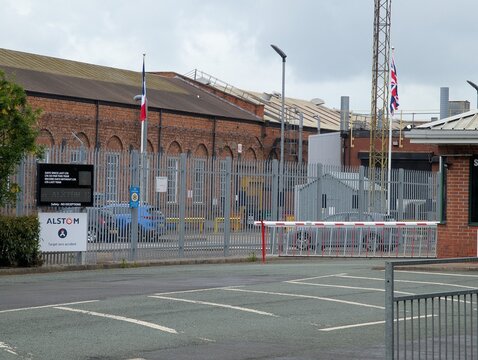 Crewe Cheshire UK May 2026 Alstom a historic multi-million-pound rail facility in Cheshire, England, serving as the UK&rsquo;s Centre of Excellence for bogie, wheel, and traction motor overhauls.