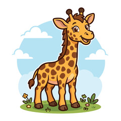 Fototapeta premium Cute cartoon giraffe illustration flat design