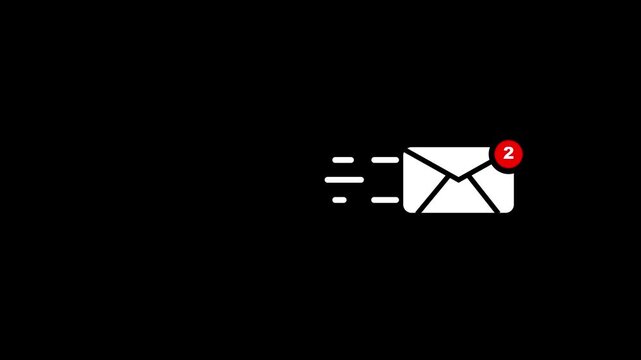 New email notification alert concept. A person receiving new message notification on their smart phone. digital envelope icon with a red alert symbol represents incoming email on a black background.