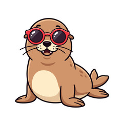 Obraz premium Cute seal wearing sunglasses vector illustration
