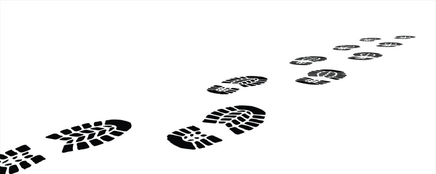 footprint shoe sole tracking path on transparent background, shoe footprint path vector illustration