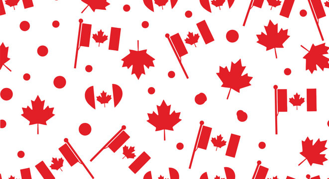 Canada day vector pattern flags maple leaves patriotic holiday design