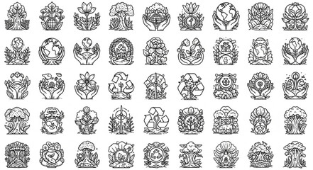Obraz premium Collection of Diverse Abstract Geometric Shapes and Patterns.