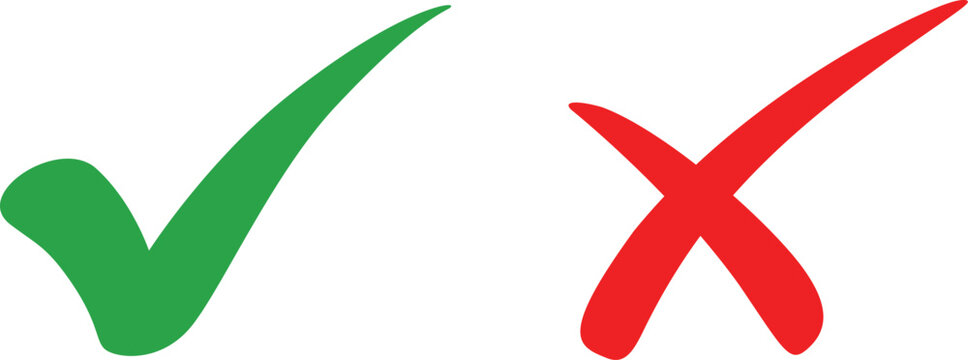 Check mark icon set. Check box icon with right and wrong buttons, yes or no checkmark icons. green tick box and red cross symbol. Check box icon with right and wrong buttons