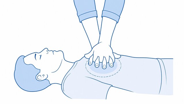 CPR First Aid Life Saving Chest Compression Medical Illustration
