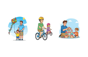 Fototapeta premium Happy Father's Day Dads and Children Share Joyful Outdoor Adventures and Playtime