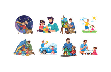 Fototapeta premium Father's Day celebration dad and child activities, quality time, and family bonding