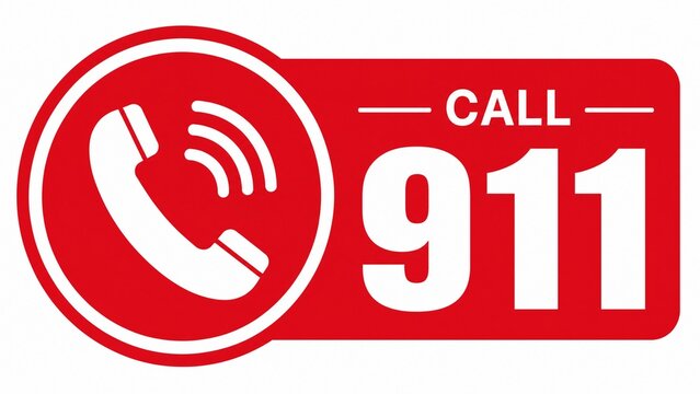 Call 911 Emergency Phone Icon Sign