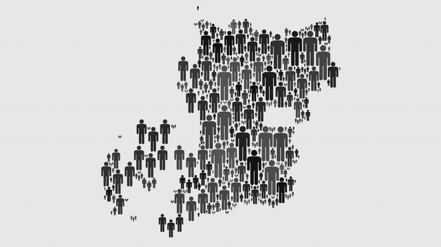 Animated map of State of Goias made up of a collage of human icons