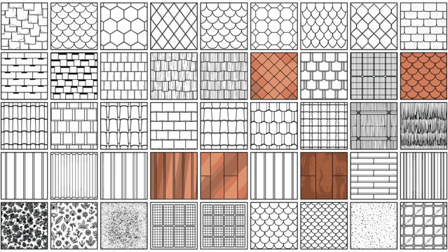 Architectural Material Hatch and Texture Pattern Collection Set for CAD Technical Drawing Tile Brick Wood Seamless Vector