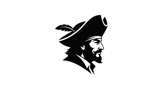 Pirate silhouette on white background