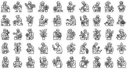 Obraz premium Collection of Hand Drawn People Icons in Sketch Style.