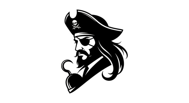 Pirate silhouette with eye patch and hook