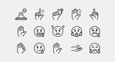 Fototapeta premium Set of various hand gestures and emoticons