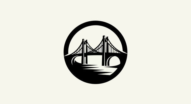 Black and white bridge illustration design