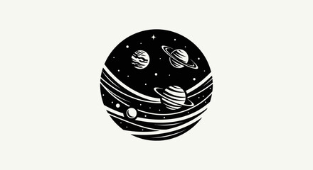 Planets and stars universe graphic illustration © yanto