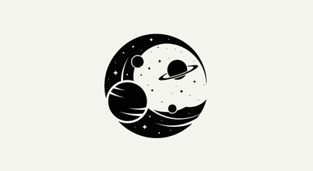 Planets and stars universe graphic © yanto