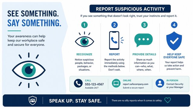 Workplace Safety Infographic Poster See Something Say Something Security Awareness