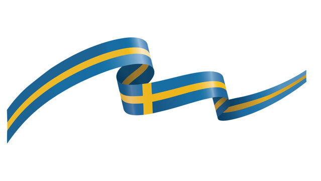 swedish flag ribbon wave illustration for sweden national day patriotic scandinavian celebration background design