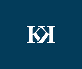 Fototapeta premium White letter K and H symbol on dark blue background
