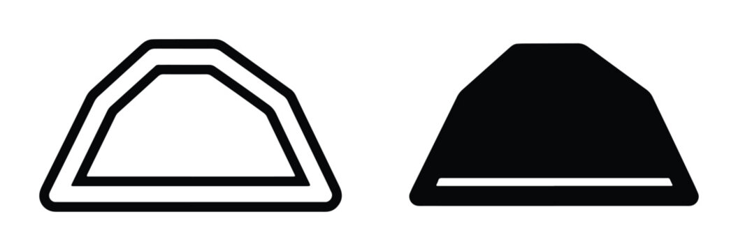 Simple geometric icons, outline and solid fill, trapezoid shape, graphic design elements, modern minimalist vector art