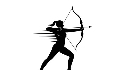 Fototapeta premium Silhouette archer shooting bow and arrow