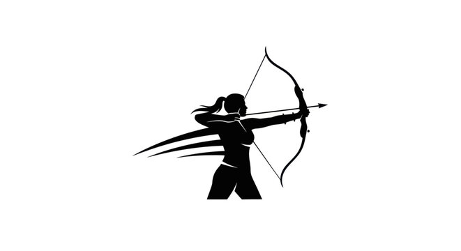 Silhouette archer shooting bow and arrow