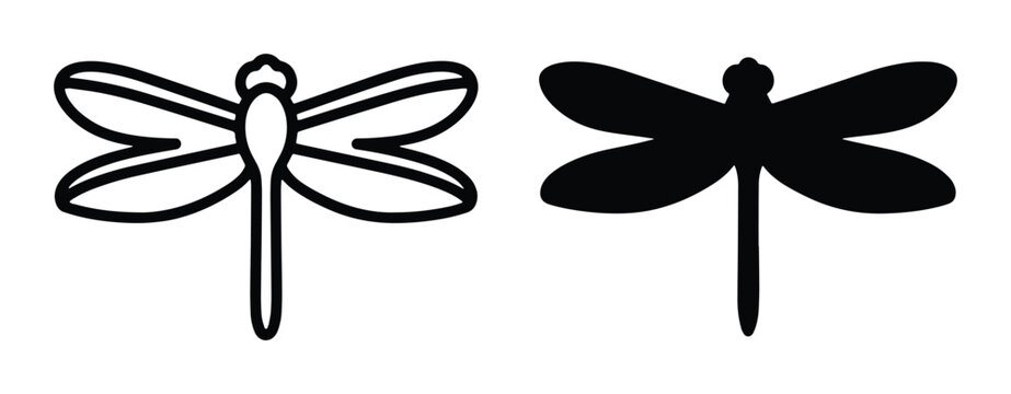 Dragonfly Icons, Insect Silhouettes, Vector Graphics for Nature and Summer Designs