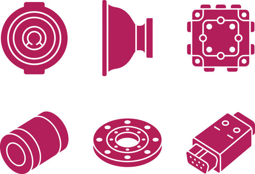 Robotic gripper vacuum cup and mounting flange icons for suction systems