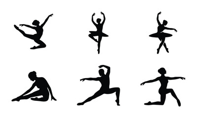 Ballet Dancer Silhouettes Collection: Graceful Poses, Elegant Movement, Artistic Performance, Vector Art © Jahid