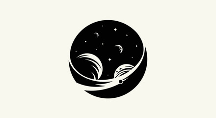 Cosmic scene planets and stars in circle © Surya