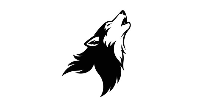 Black and white wolf silhouette illustration